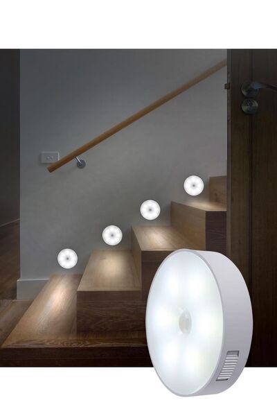 ARVALE 4 Adet Hareket Sensörlü Şarjlı Led Lamba – Beyaz Işık | USB Type-C, Mı...