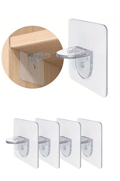 ARVALE 4 Adet Şeffaf Kendinden Yapışkanlı Raf Tutucu Askı – Delme Gerektirmez