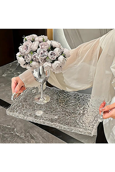 ARVALE نموذج أكريليك مزخرف بقاعدة زجاجية مكسورة وشفافة |   حجم كبير - 35 × 23 سم