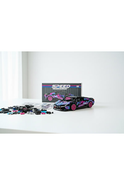 SPEED Neon Serisi Yarış Arabası - 1:18 Ölçekli Blok İnşa Seti (485 Parça)