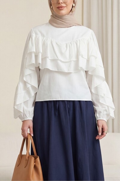 HİJABAYA Μπλούζα με βολάν και ελαστικά μανίκια