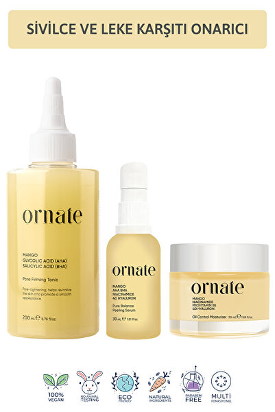 ORNATE Yağlı ve Karma Ciltler için Gözenek Karşıtı AHA BHA, Niacinamide İçeri...