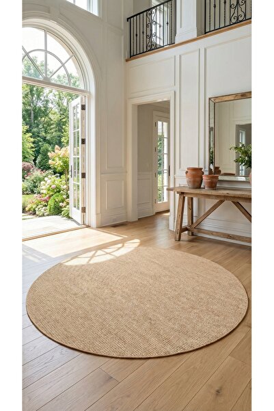Halispecial Sisaly Yuvarlak Jüt Tarz Sisal Kilim|Tozumaz, Robot Süpürge, Antr...