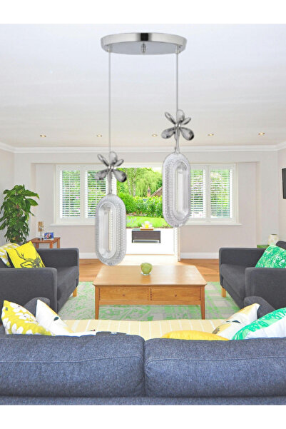 B&F STORE NEW STYLE Roma 2li Krom Kelebek Taşlı Avize