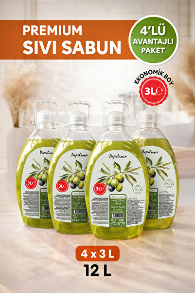 Papilion Zeytin Yaprağı Aromalı Sıvı Sabun 4'lü Paket 4x3000ml Hassas Ciltler...