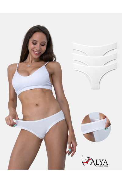 ALYA UNDERWEAR Γυναικείο βραζιλιάνικο εσώρουχο 3 τεμαχίων (ΛΕΥΚΟ)