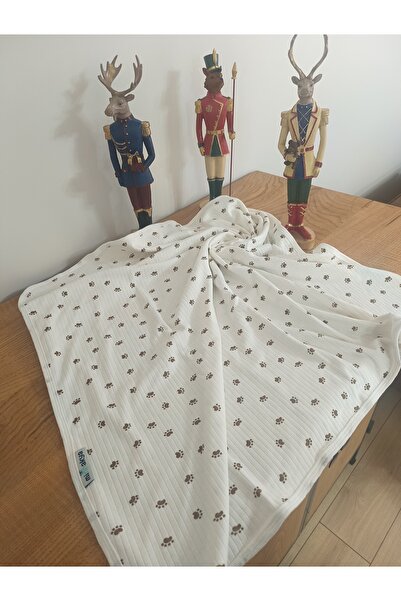 minnakya Pamuklu çift katlı biyeli penye yeni doğan bebek battaniyesi 80*90