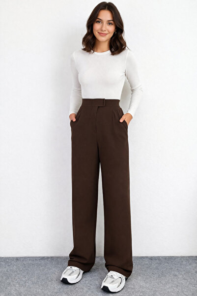 Melissa Line Kadın Likralı Cırt Kapama Palazzo Pantolon