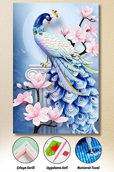 HONDEP 5d Elmas Boyama Mozaik Tablo Tuvale Gerili 40x50 Cm Tavus Kuşu-1 Puzzl...