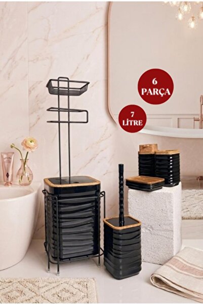 Store HGY Home Μαύρη Ανταλλακτική θήκη χαρτιού WC και σετ μπάνιου 6 τεμαχίων ...