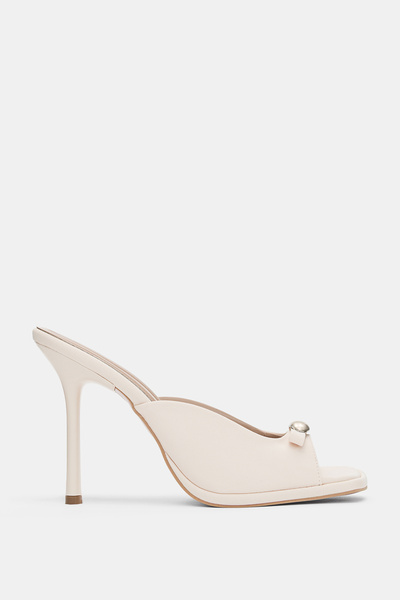 selin shoes Papuci de damă cu toc și cataramă Norisse - ECRU