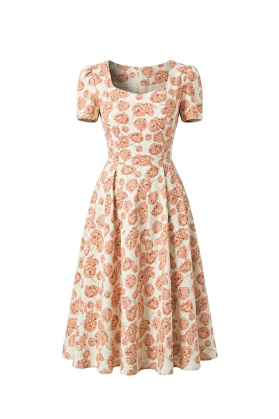 Retrobird Matilda Design Μακρύ Γυναικείο Φόρεμα - Salmon