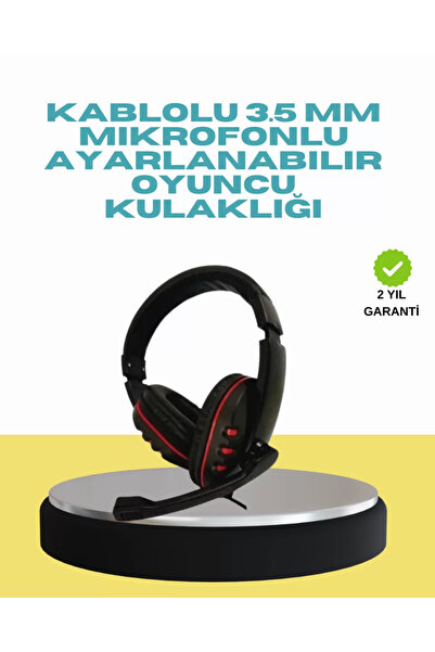 Kanonik Education سماعة رأس للألعاب باللون الأحمر، سلكية، احترافية مع ميكروفون