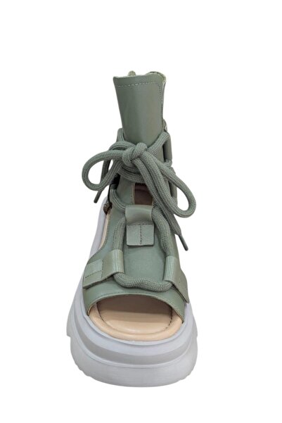 FRANCO GERARDO Sandale Dama din Piele Naturală, Verde Mentă, Toc Gros Sport