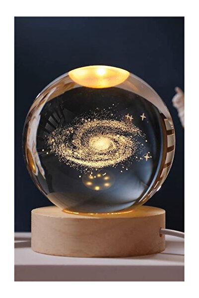 OEM Lampă decorativă de veghe cu glob din cristal 3D, model cosmic, 8 cm, baz...