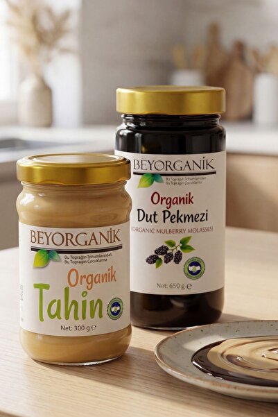 BEYORGANİK Organik Tahin 300g & Dut Pekmezi 650g 2'li