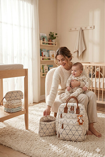 MY Collection Lia Beyaz Anne Bebek Bakım Çantası