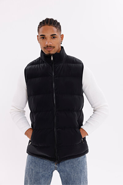 Firststops Ανδρικό μαύρο υφασμάτινο φουσκωτό γιλέκο Nova
