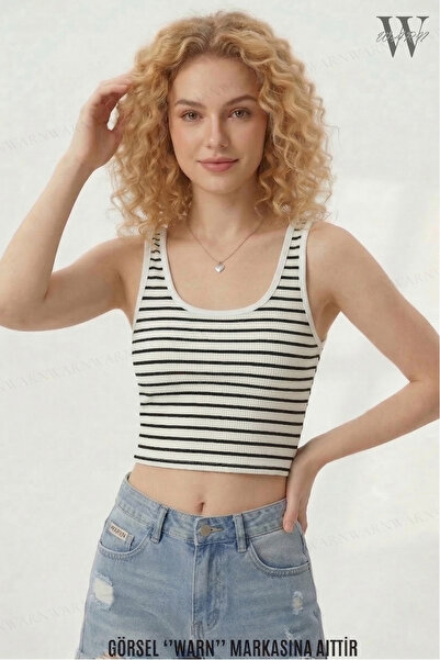 warn Ριγέ Berfin Υφασμάτινο Κοντό T-Shirt με Λουράκια Κοντό Καλοκαιρινό Ελαστ...