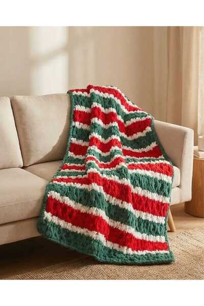 Dodemert Home بطانية أليز بافي للعام الجديد محبوكة يدويًا 100 × 150 سم