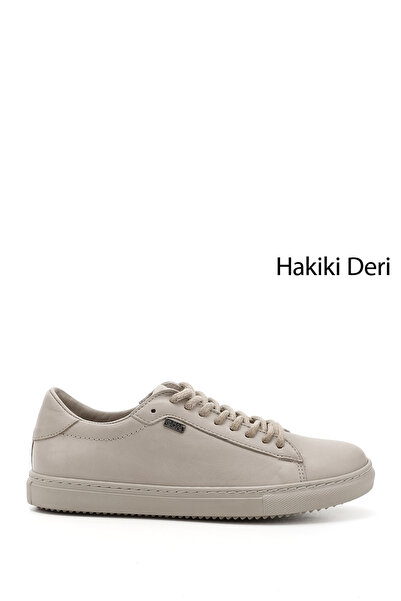 GÖNDERİ(R) حذاء رياضي نسائي من الجلد الطبيعي بنعل حراري باللون البيج العتيق