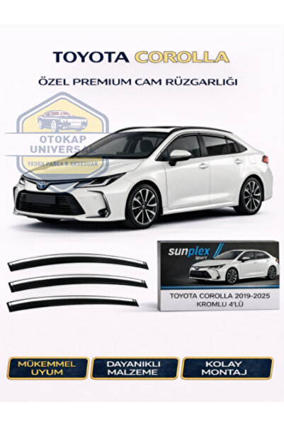 SUNPLEX Toyota Corolla 2019-2025 Kromlu Cam Rüzgarlığı Takım 4 Lü Takım Rüzga...