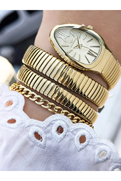 FERRO ساعة يد نسائية بسوار فولاذي أصفر FL40167A-B4 مقاومة للماء 3ATM مع ضمان ...