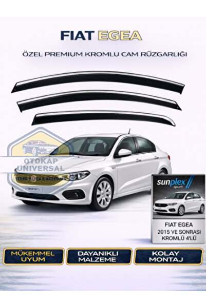 SUNPLEX Fiat Egea 2015 Ve Sonrası Kromlu Cam Rüzgarlığı Takım 4’lü Takım Rüzg...