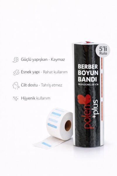 PolenPlus Kuaför Berber Boyun Bandı 5'li Rulo Ense Bandı Eksta Yapışkanlı