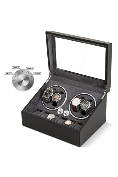 iUni Pouzdro na hodinky, Pouzdro na hodinky 4 + 6 úložných míst, -kůže, černá