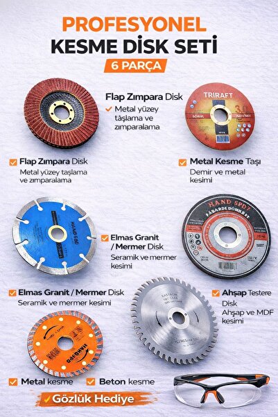 irişka 6 Parça (115 MM-125 mm) mermer kesici metal ahşap mermer kesici diskle...