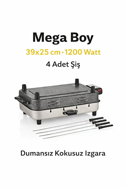 TANER Mega Boy Elektrikli Izgara Mangal Barbekü 39x11x25cm