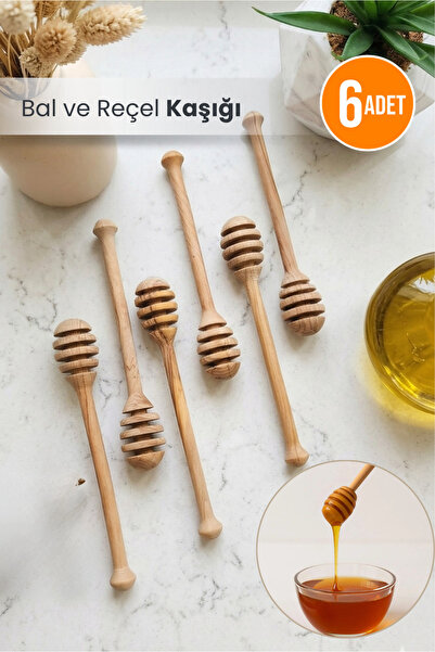 Orvila 6 Adet - Ahşap Bal Ve Reçel Kaşığı Kavanozluk