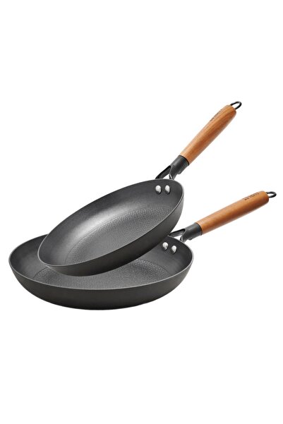 Lätt Home Set de 2 tigăi din fontă cu interior tip fagure, 24 + 28 cm, mâner ...