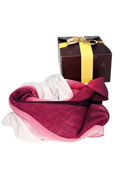 velve Esarfa satinata de dama, in cutie cadou, burgundy degrade, 163x50 cm