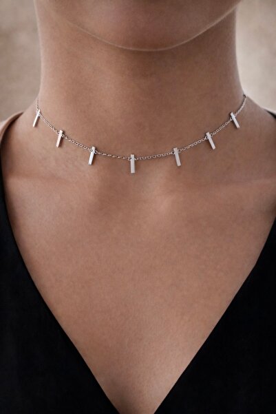Argentum Concept 925 Ayar Gümüş Çubuklu Tasma Choker Kolye - N117101