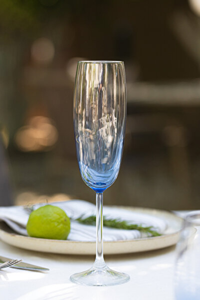 Rakle Larc 4'lü Şampanya Kadehi Seti Mavi 220 cc