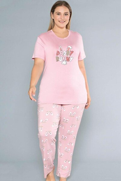 DOWRY Plus Size Oversized Viscose Short Sleeve Summer Pajama Set B08-76