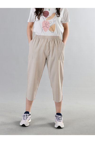 DUXA 100% Cotton Linen Textured Elastic Waist Lace-Up Women's Daily Home Outdoor Sports Summer Below Knee Plus Size Capri Shorts Pants