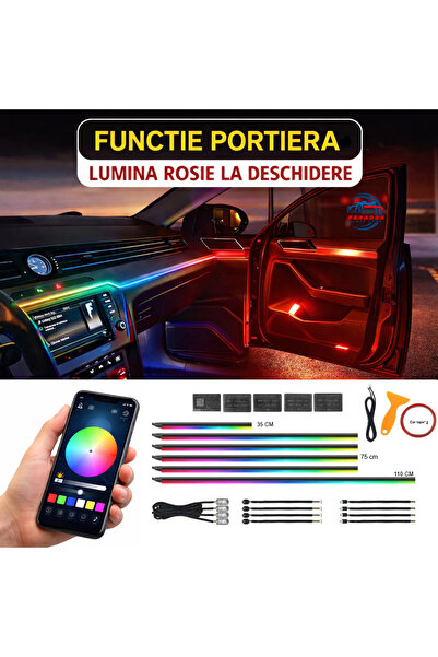 PARADOX SINCE 1992 Kit lumini ambientale auto interior RGB 18 in 1 Bluetooth ...
