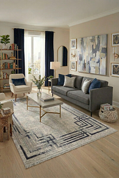 Genel Markalar Ceremony Home Modern Yumuşak Gri Saçaklı Halı Salon Oturma Oda...