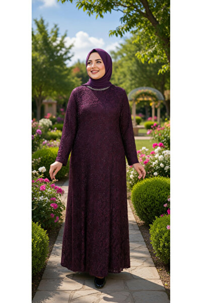 GÖKMEN GİYİM Simli Dantel Taş İşleme Detaylı Tesettür Abiye Elbise 2167
