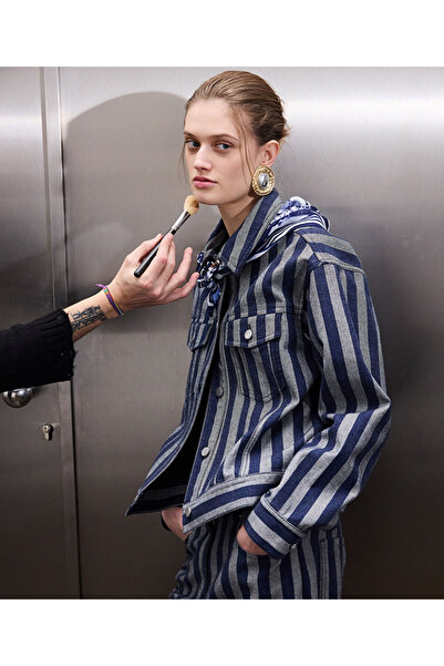 İpekyol Fularlı çizgi desen ceket