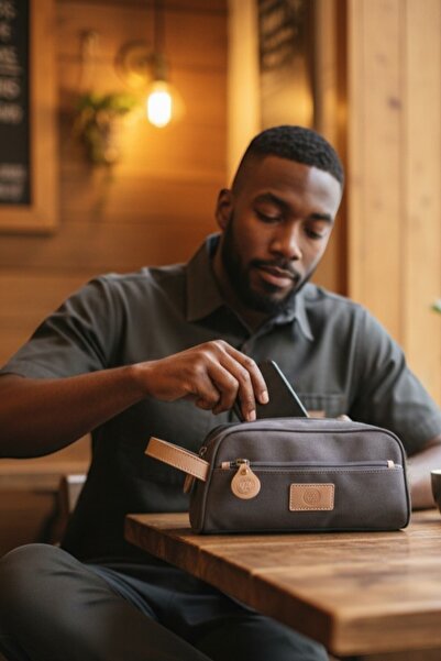 QUB CLUB Unisex Kanvas Siyah Su Geçirmez Traş Düzenleyici Kişisel Bakım Seyah...