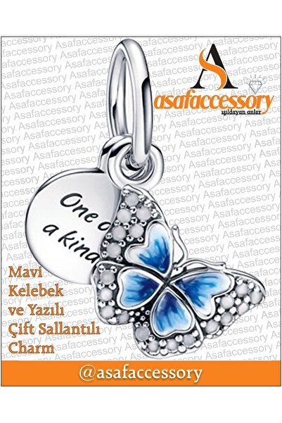 asaf Sallantılı yazılı kelebek charm | asafaccessory