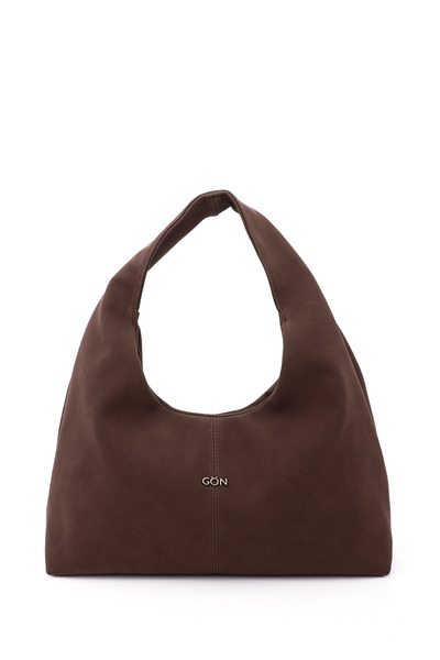 GÖNDERİ(R) Γυναικεία τσάντα χεριού και ώμου σε καφέ σουέντ