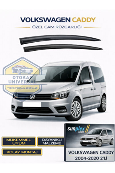 SUNPLEX Volkswagen Caddy 2004-2020 Uyumlu Sport Cam Rüzgarlığı Takım 2'li Tak...