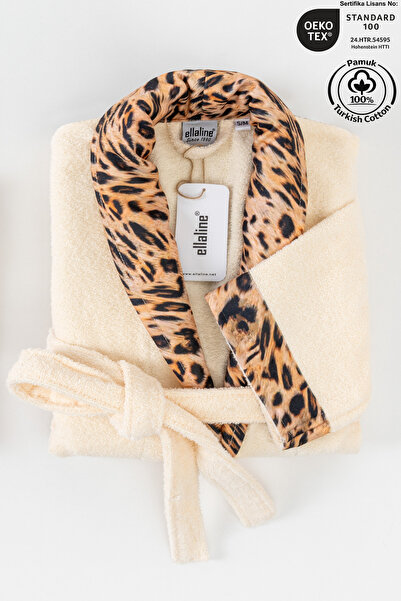 Ellaline Халат з леопардовим візерунком, 100% бавовна, сертифікований, халат ...