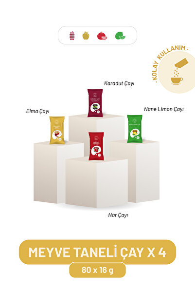 Kayla Gurme Tek Kullanımlık Meyve Taneli Çaylar 4 Çeşit (Karadut - Elma - Nar...