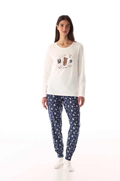 Penti Koyu Mavi Sleepy Mood Pamuklu Pantolon Pijama Takımı